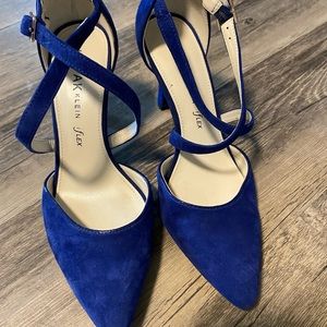Anne Klein Blue Suede Strappy Heels